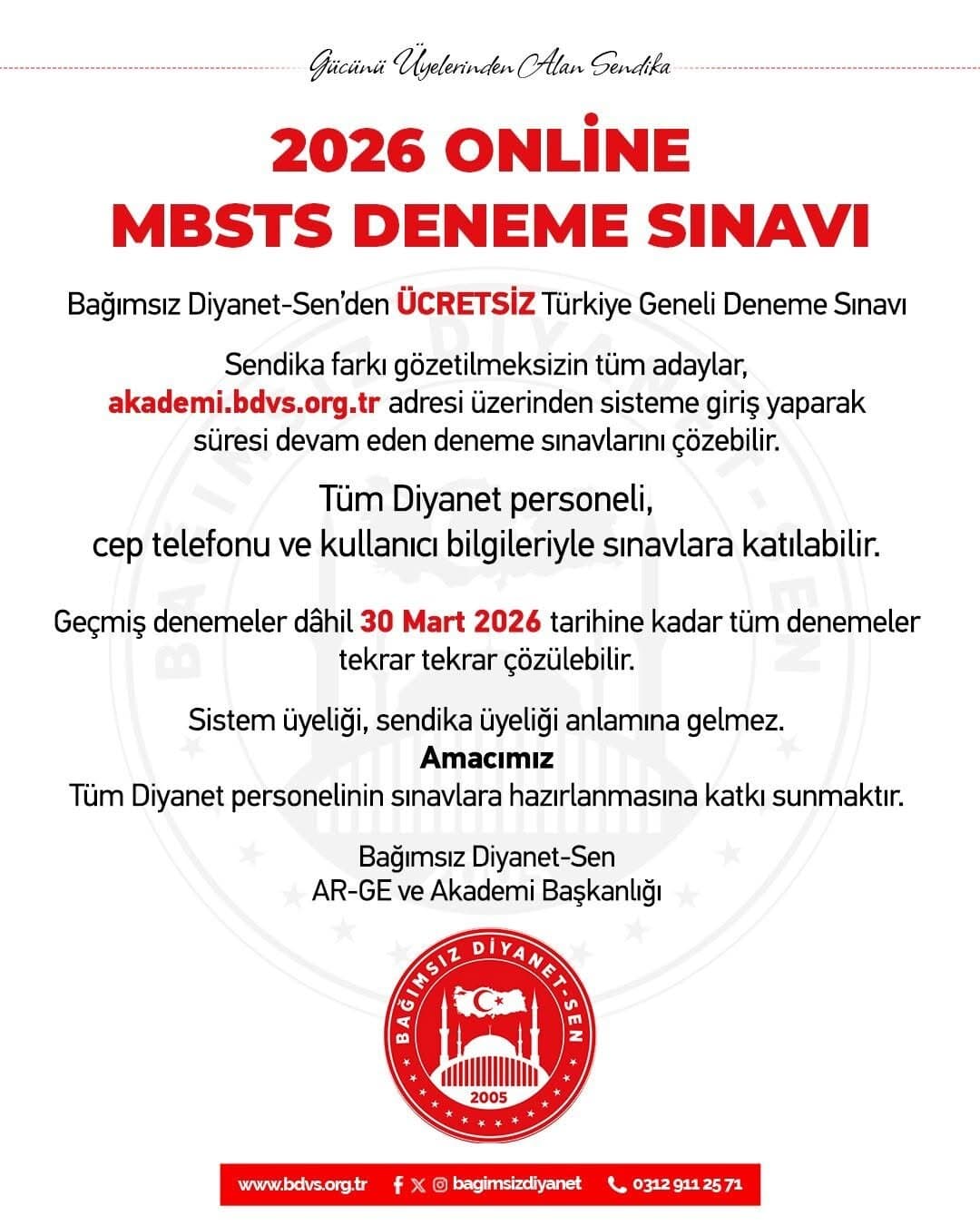2026 Online MBSTS Deneme Sınavı 1