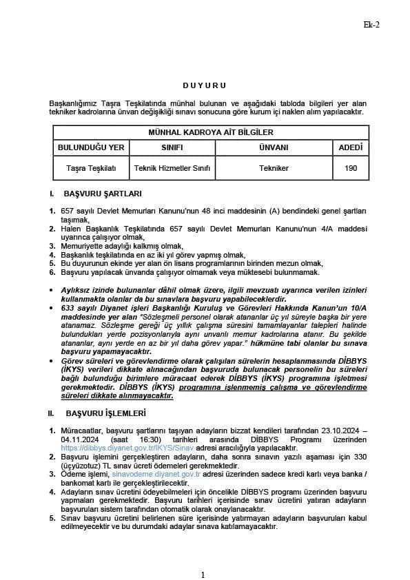 Ünvan Değişikliği (Tekniker) Sınavı 1