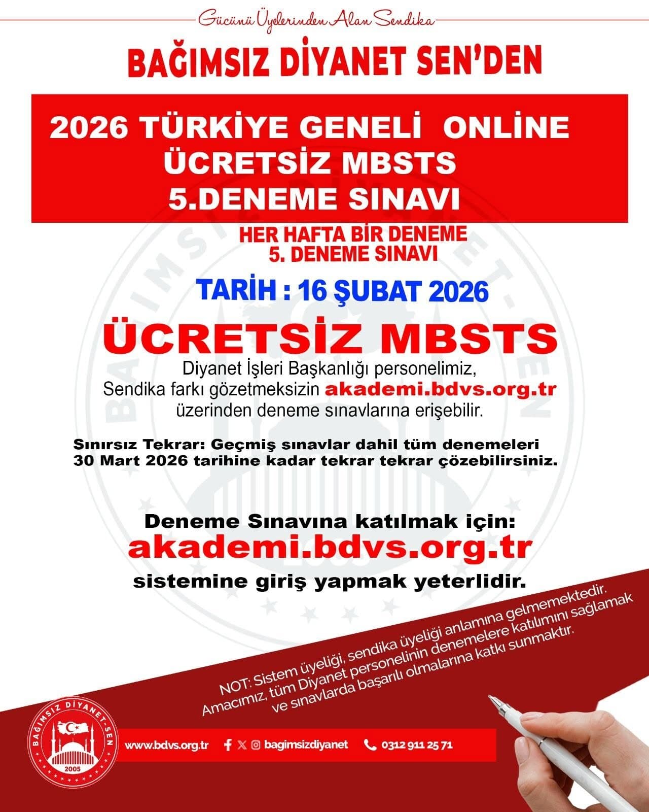 2026 Online 5. MBSTS Deneme Sınavı Duyurusu