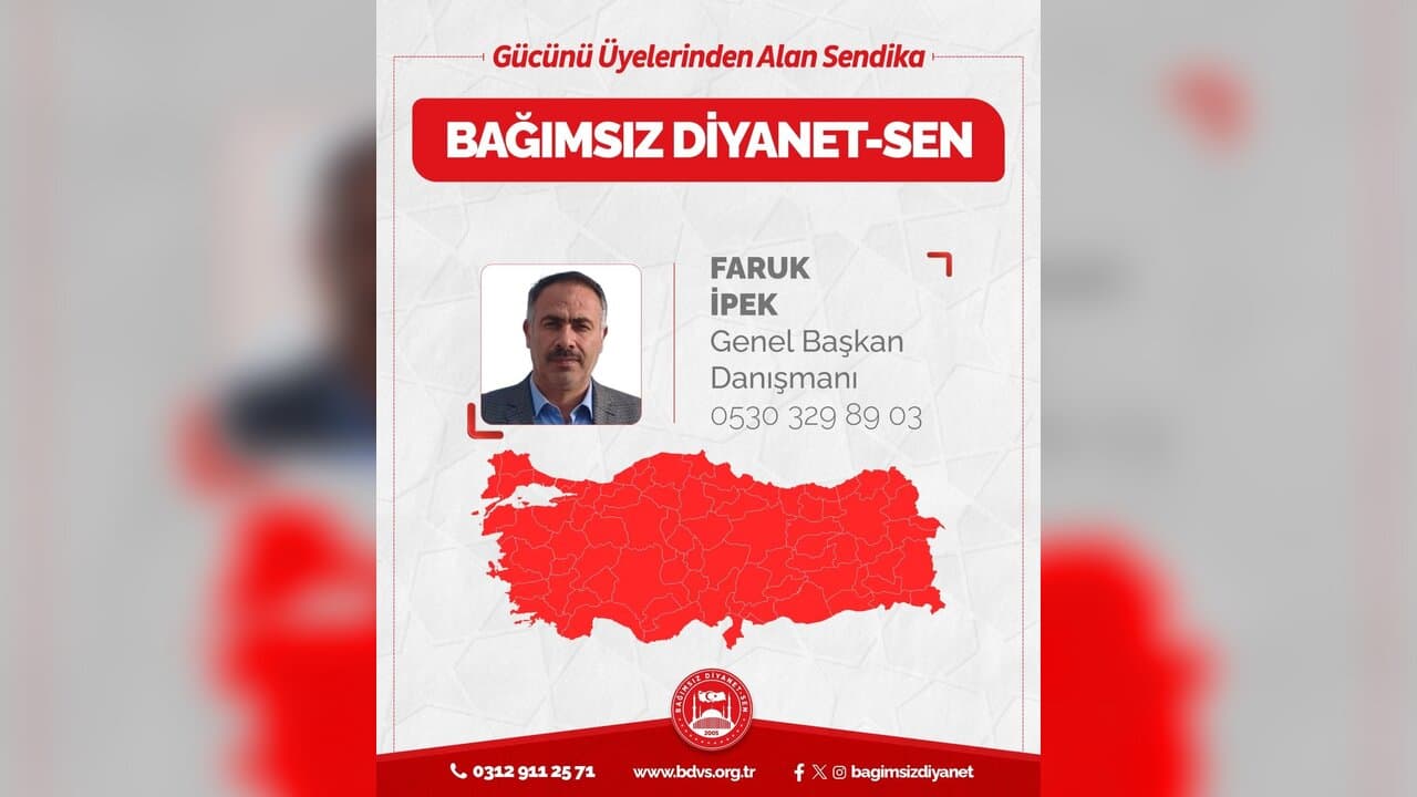 Bağımsız Diyanet-Sen Genel Başkan Danışmanlığına Faruk İpek Atandı
