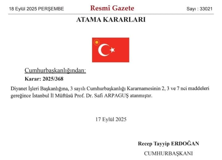 Diyanet İşleri Başkanı Prof. Dr. Safi Arpaguş
