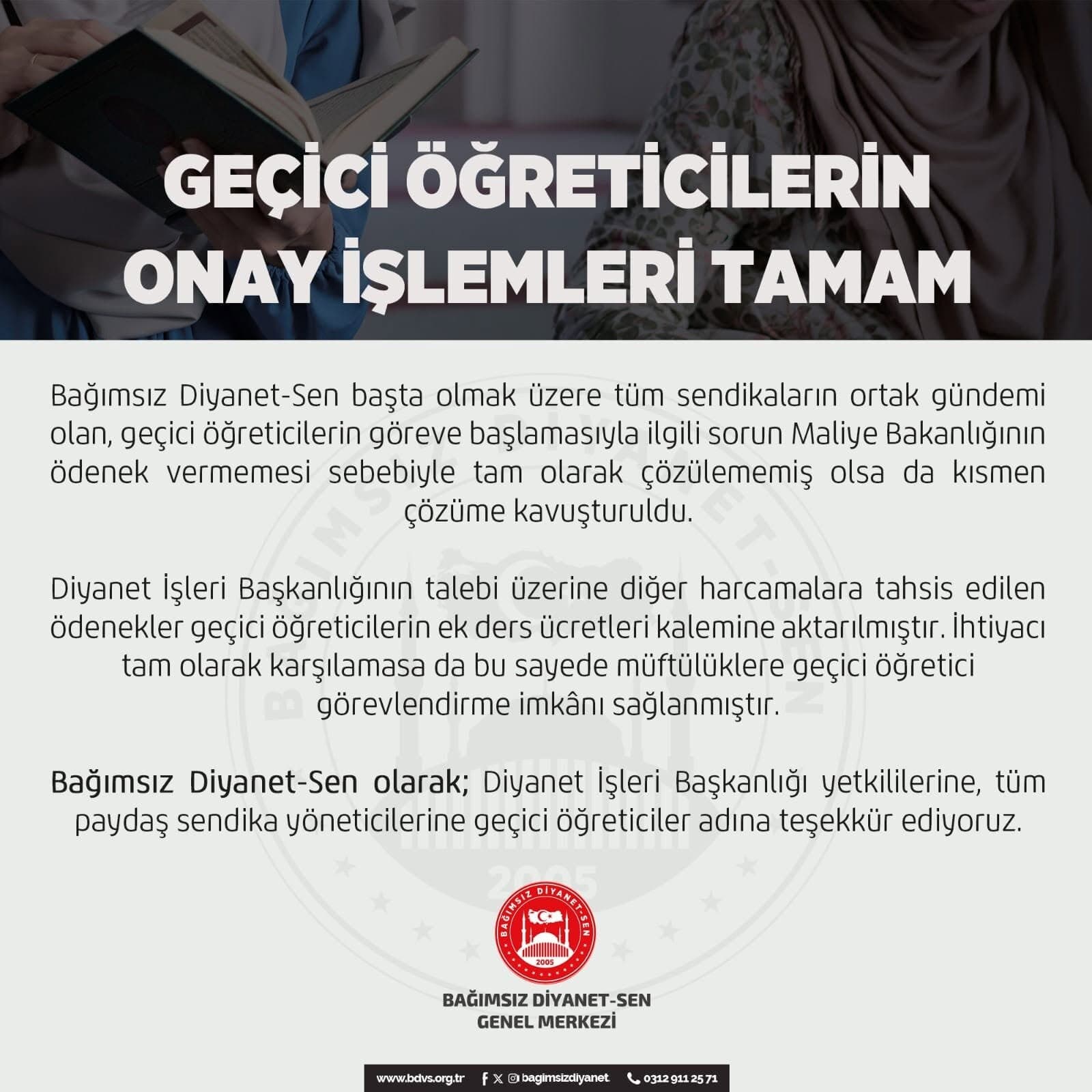 Geçici Öğreticilerin Onay İşlemleri Tamam