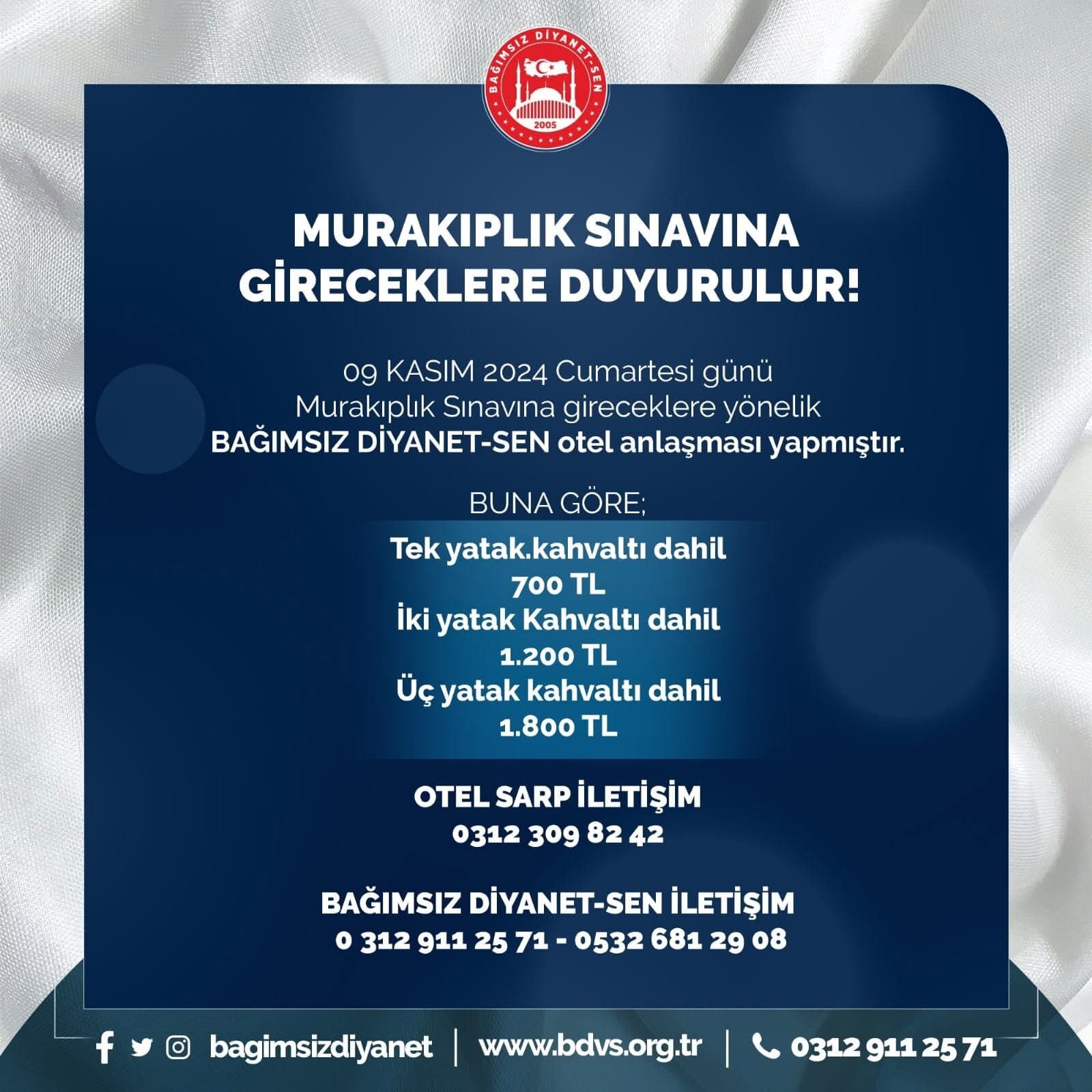 Murakıplık Sınavına Gireceklere Otel Anlaşması