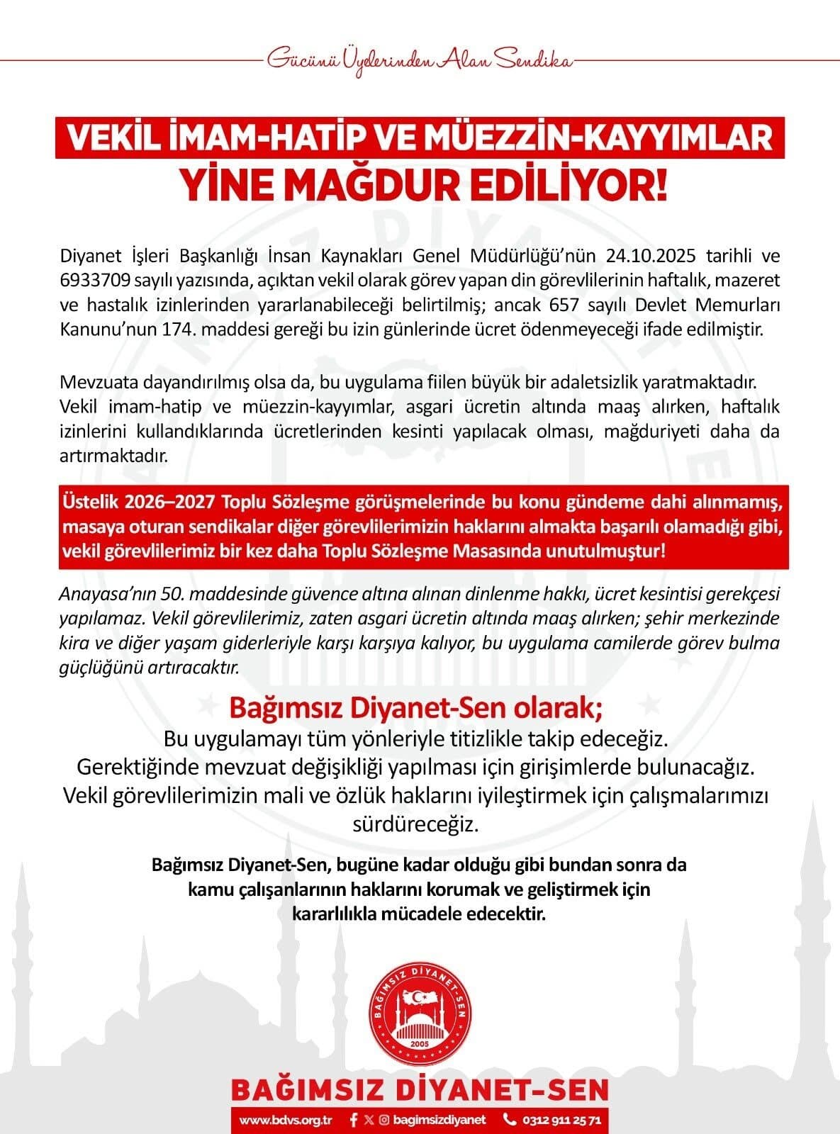 Vekil İmam-Hatip ve Müezzin-Kayyımlar Yine Mağdur Ediliyor!